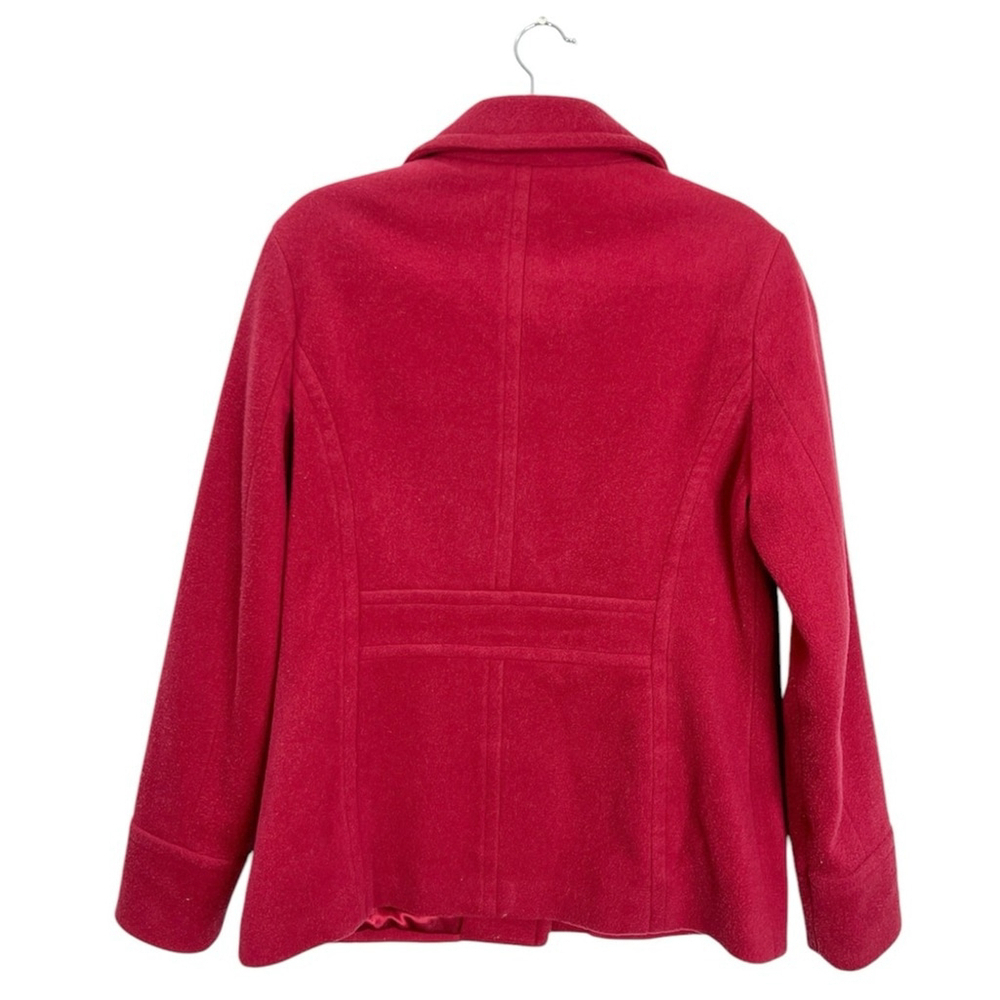 Watermelon pink red tailored cashmere blend pea coat M - Picture 4 of 10